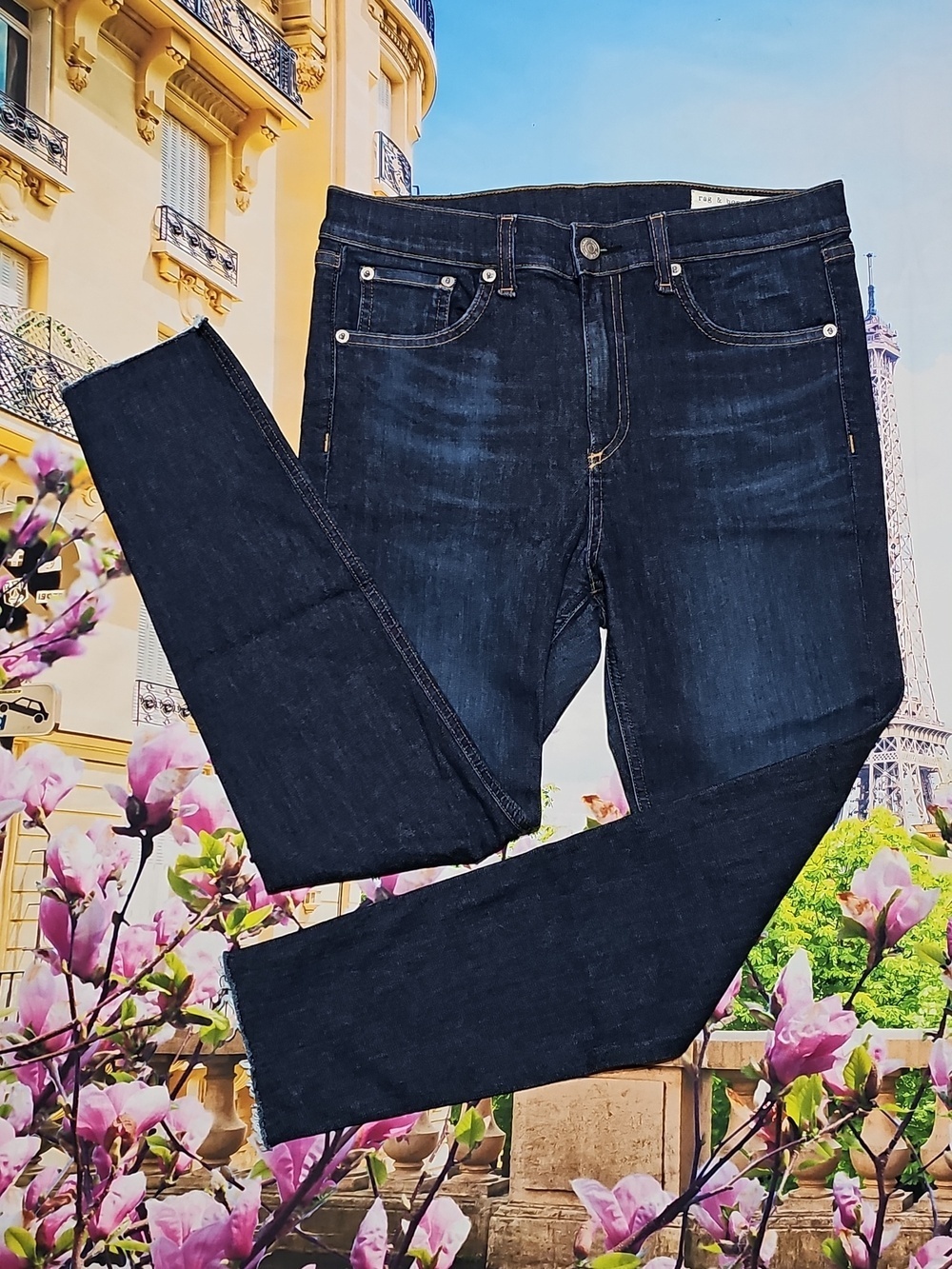 Rag & Bone Mad River Skinny Raw Hem High Waisted Capri Jeans Size 28